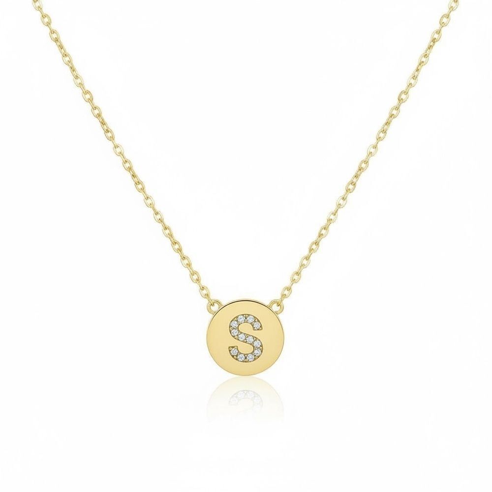 Letter S Sterling silver gold plated necklace